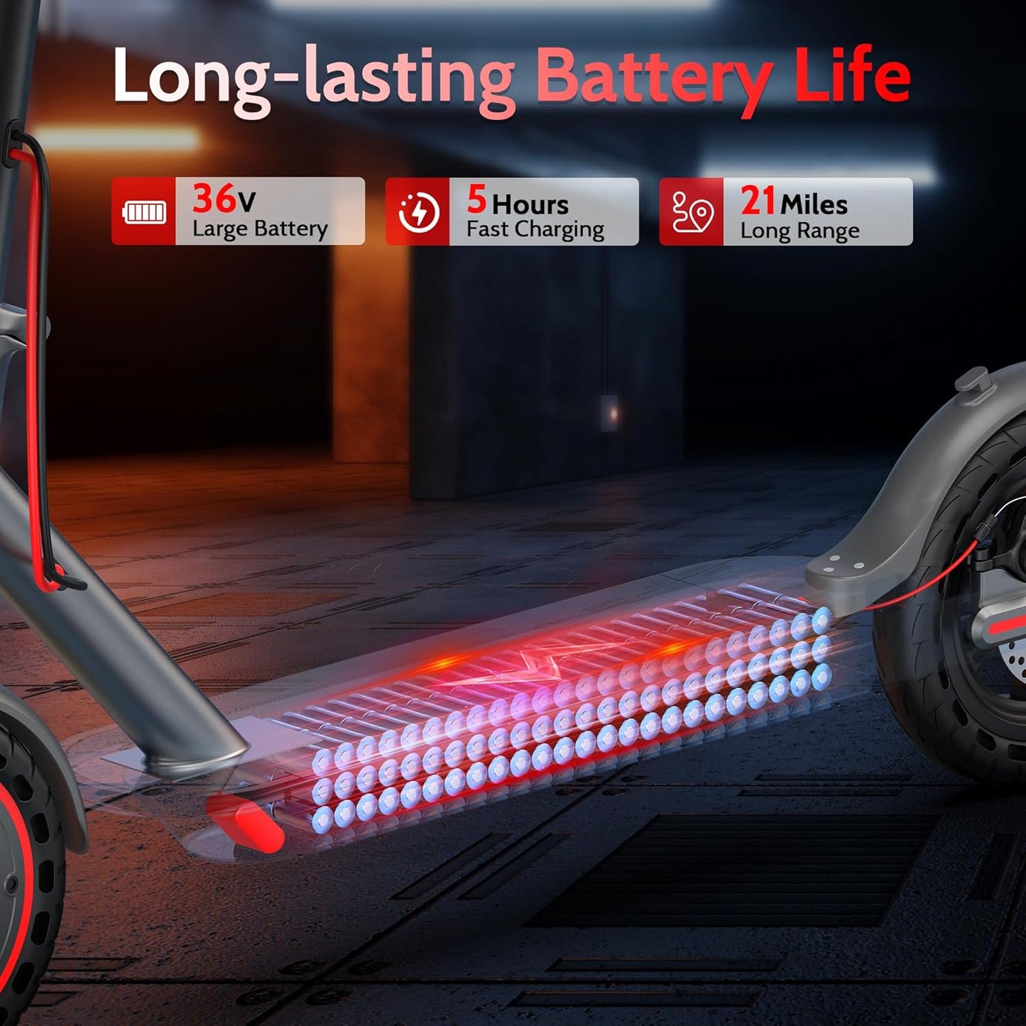 Roinside Electric Scooter - High-Speed 350W/500W Motor, Long-Range Up to 62 Miles | 8.5"/10"/14" Tires