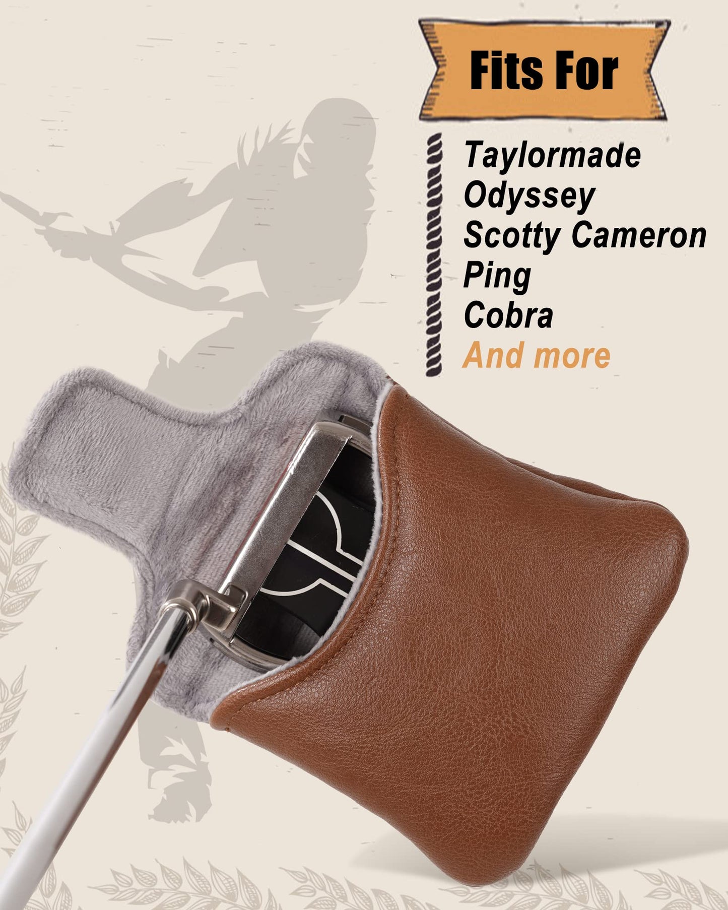 Big Teeth Golf Putter Cover,Mallet Putter Headcover,Mallet Putter Golf Head Covers for Scotty Cameron Odyssey Taylormade Spider Putters (Skull Beer)