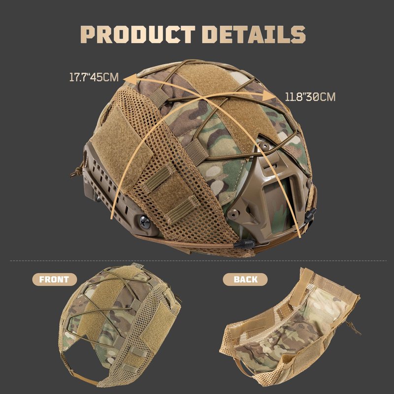OneTigris Helmet Cover, Tactical Fast Cloth Cover for Fast PJ Helmet in Size M/L, Bump in Size XL or L/XL - Only Cloth