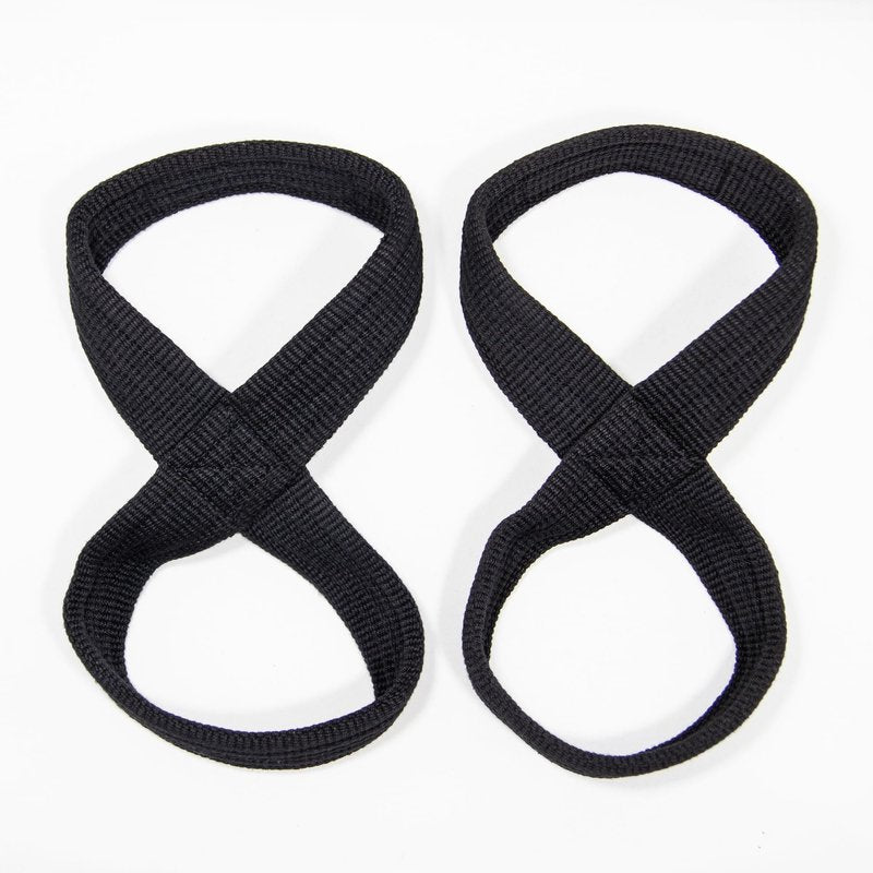 HOSSTILE Figure 8 Lifting Straps (Pair) – Heavy-Duty Cotton Webbing, Non-Slip Design, Adjustable Fit, for Strength Training, Bodybuilding & Weightlifting