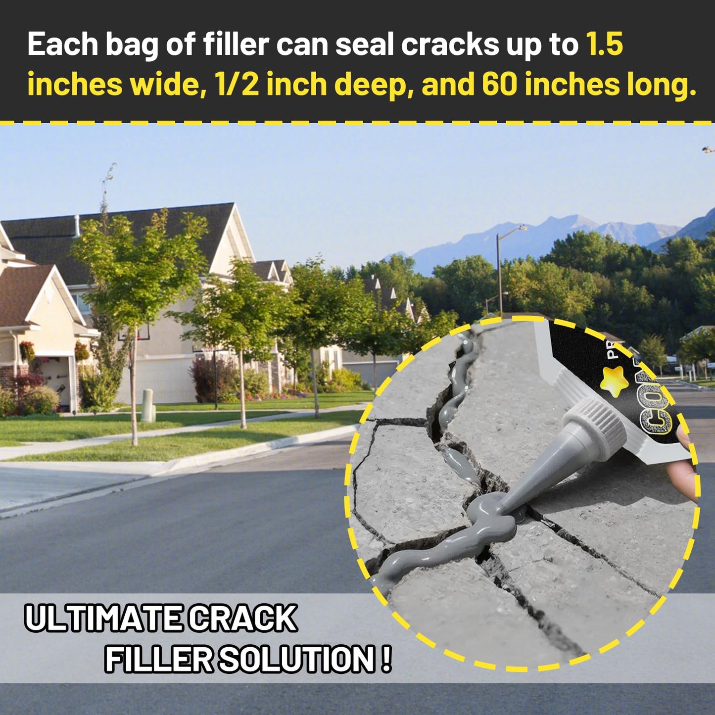 Concrete Crack Filler, 1.5LB High Elasticity Self Leveling Cement Crack Filler, Slab Concrete Waterproof Repair Sealant for Driveway, Walkway, Patio, Joint, Indoor and Outdoor - Grey (24.7oz)