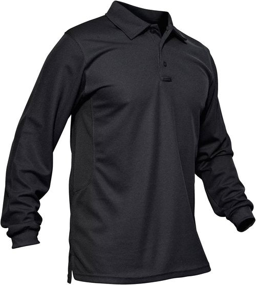 MAGCOMSEN Men's Quick Dry Tactical Polo Shirt - Performance Long Sleeve Pique Jersey Golf Shirt