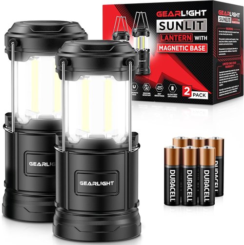 GearLight Camping Lantern - Portable LED Lantern with Magnetic Base & Foldable Hook | Black