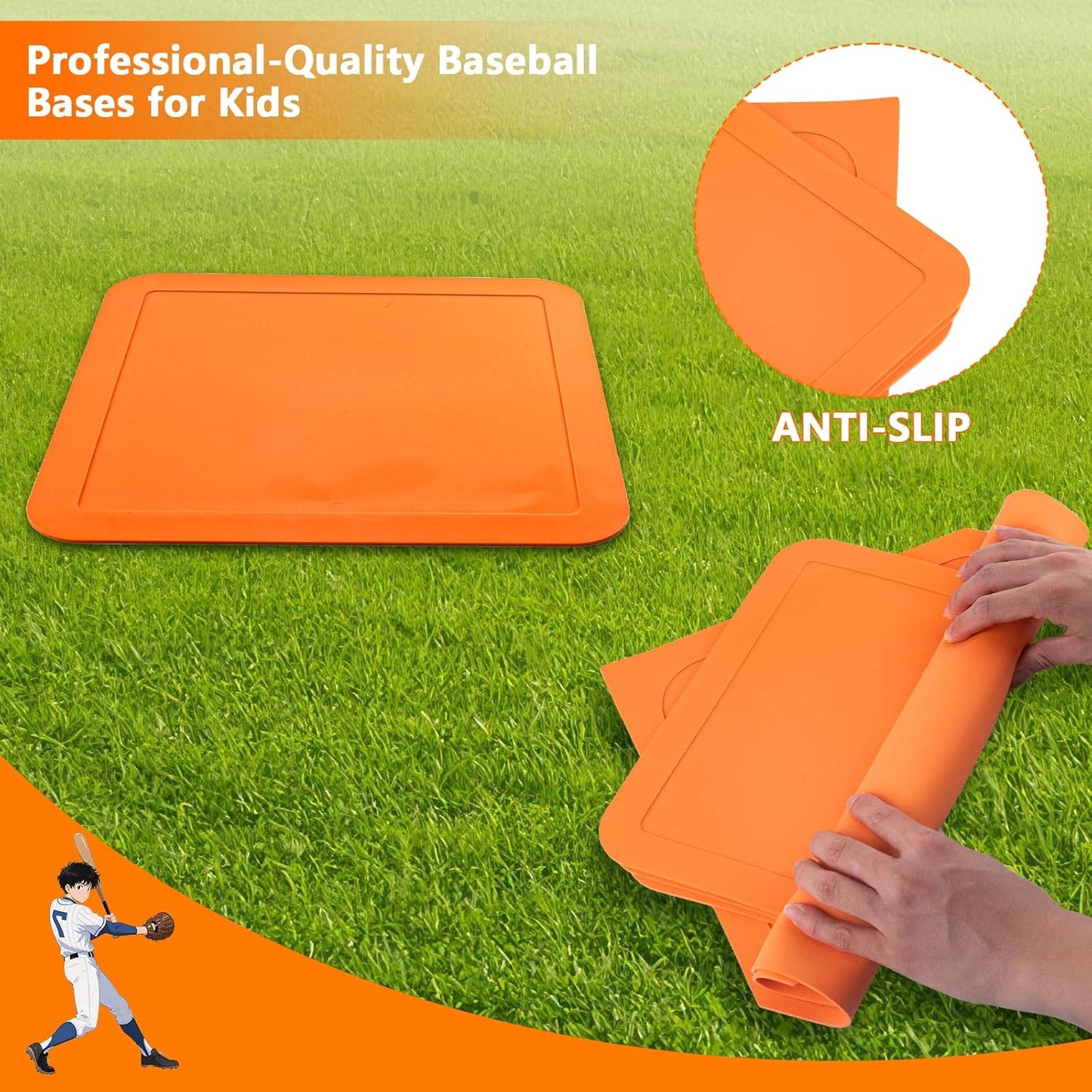 Thrown Down Baseball Bases - Durable & Portable Set for Baseball, Tee Ball, Softball | Ideal for Backyard Practice