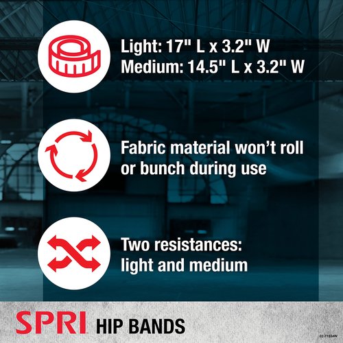 SPRI Hip Bands 2-Pack - Resistance Band Kit Set with 2 Levels of Resistance - Exercise Bands for Lower Body Strength Training and Endurance - Versatile Fitness Tool - Light & Medium Resistance Bands