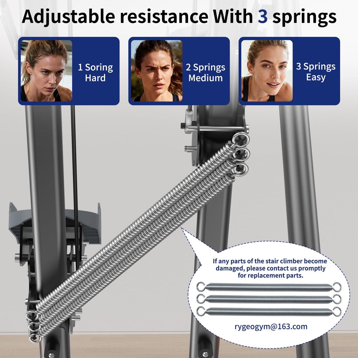 RYGEO Stair Steppers with Resistance at Home Gym, Folding Vertical Climber Cardio Exercise Machine, Stair Climber for Full Body Workout with LED Display