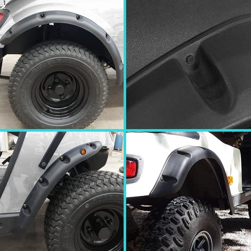 10L0L Front Rear Fender Flares for EZGO TXT 1996-2013 Golf Cart with Factory Body Kit (Not Fit Modified Golf Carts), Includes Stainless Steel Mounting Screws, Pack of 4