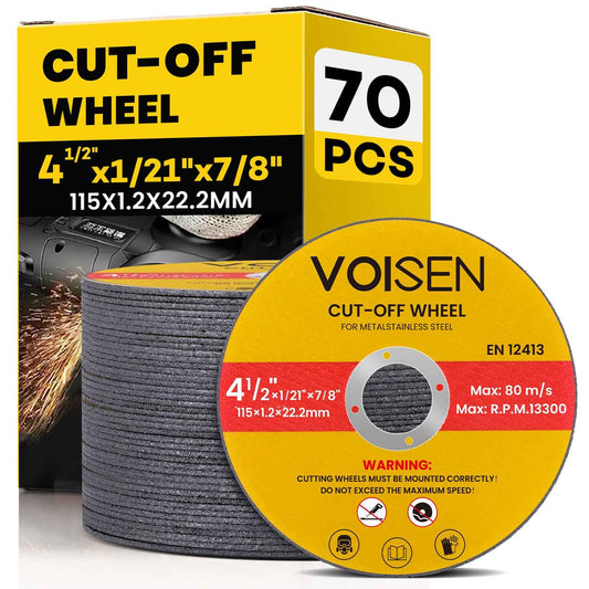 VOISEN 4 1/2 Cut Off Wheel,70 PCS Angle Grinder Cutting Disc 4-1/2" x 1/21" x 7/8" Thin Metal & Stainless Steel Cutting Wheel,Grinder Blades Professional Fast Cutting Disc