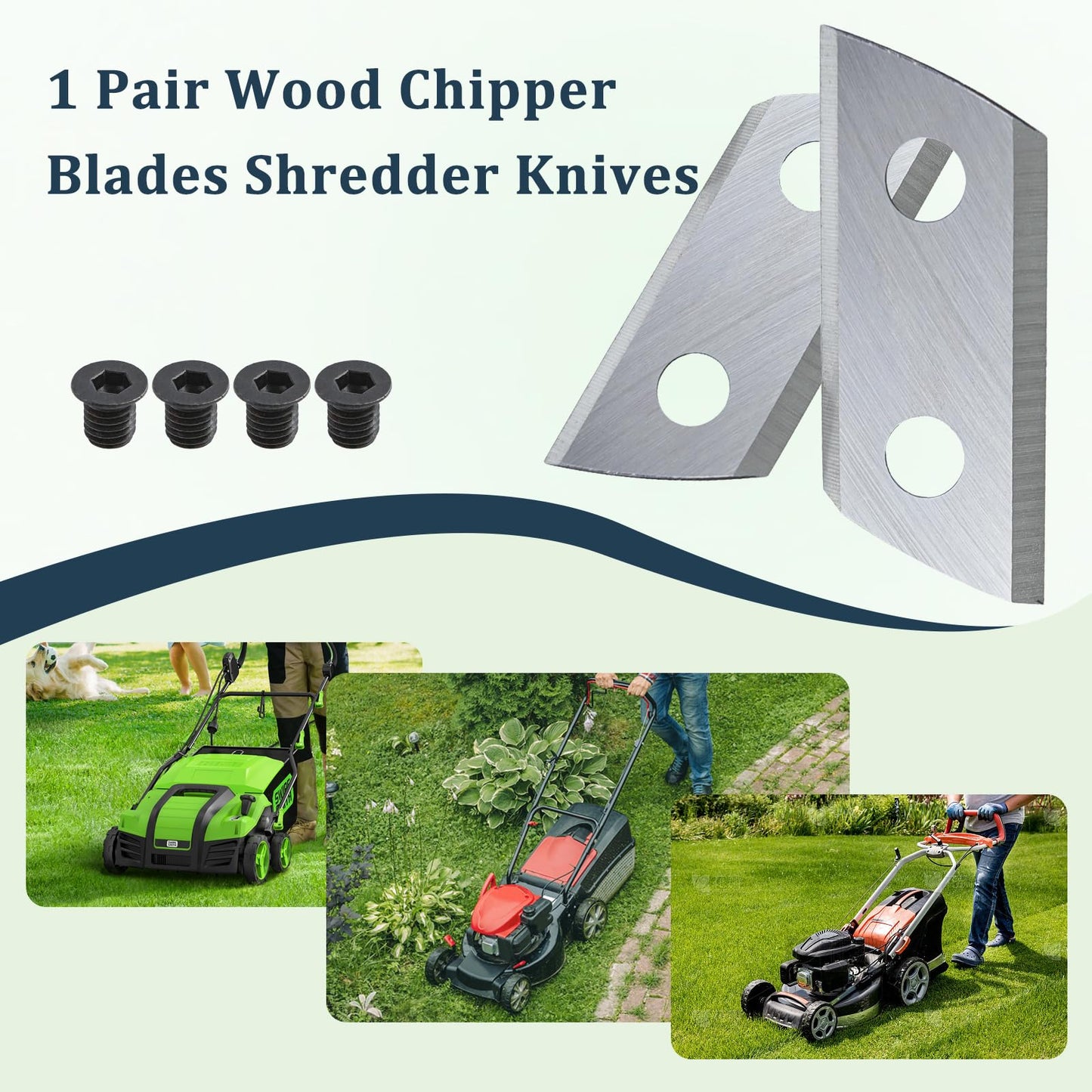 Greatshow 1 Pair Wood Chipper Blades Shredder Knives Replacement for Sun Joe CJ601E CJ602E Earthwise GS70015