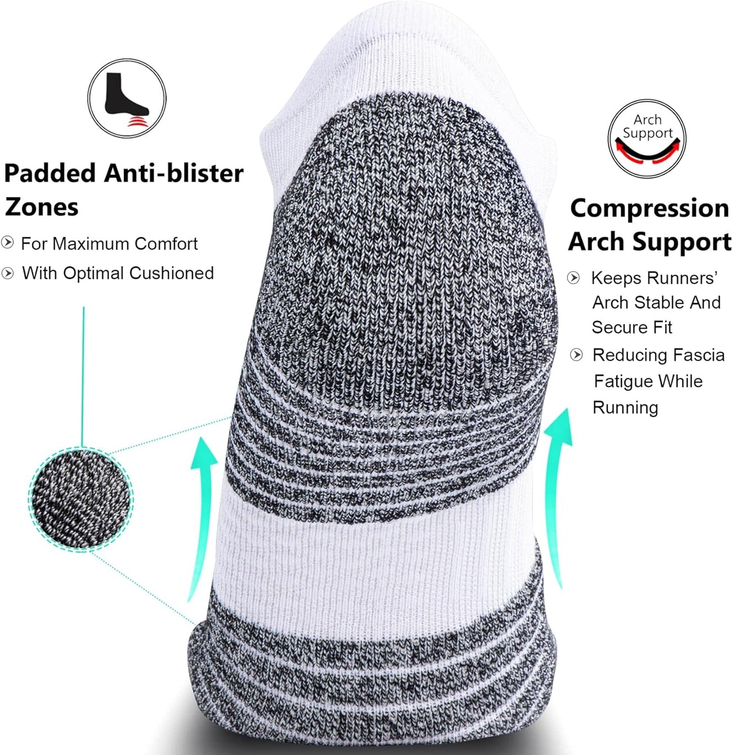 Skiennix No Show Compression Socks - Enhance Circulation | 4/8 Pack for Men & Women