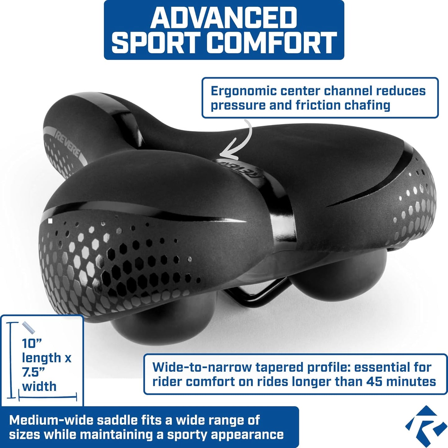 Revere Bike Seat - Performance Memory Foam Bicycle Saddle with Anti-Vibration Suspension | Waterproof for Men & Women