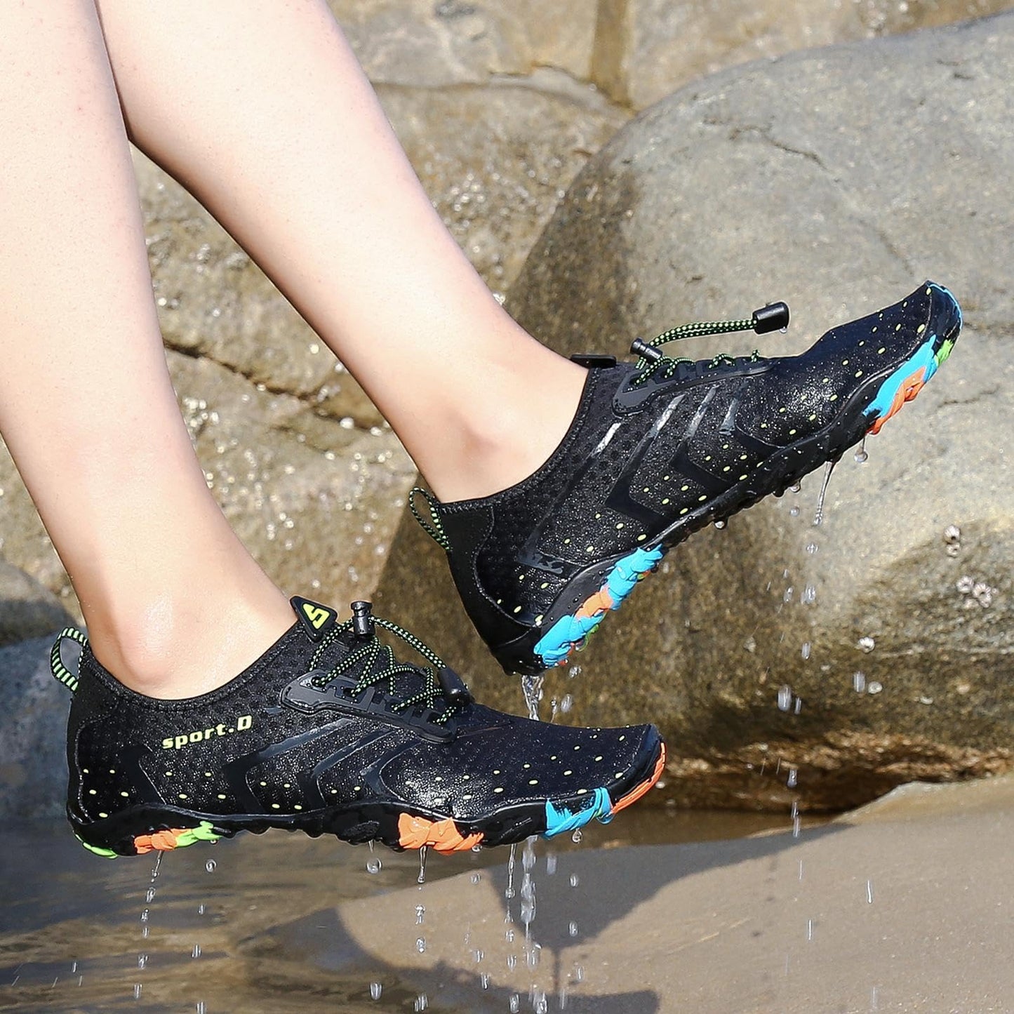 SAGUARO Water Shoes Women – Swim Shoes, Quick-Dry Barefoot Aqua Socks for Beach, Pool, Surfing and Outdoor Activities Black 8
