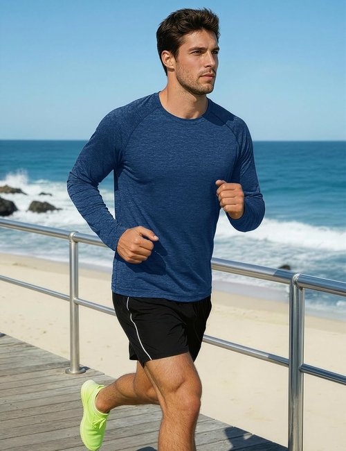 MAGCOMSEN Men's Long Sleeve Athletic Shirt - UPF 50+ Sun Protection for Fishing & Hiking | Dry Fit