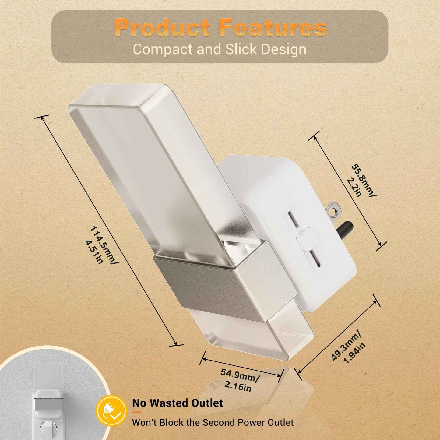 JandCase Night Lights Plug into Wall, Dusk to Dawn Sensor, 3000K Soft White LED, Acrylic Bubble Design, 0-100lm Adjustable Brightness, 2-Pack for Bedroom, Bathroom, Living Room, Hallway