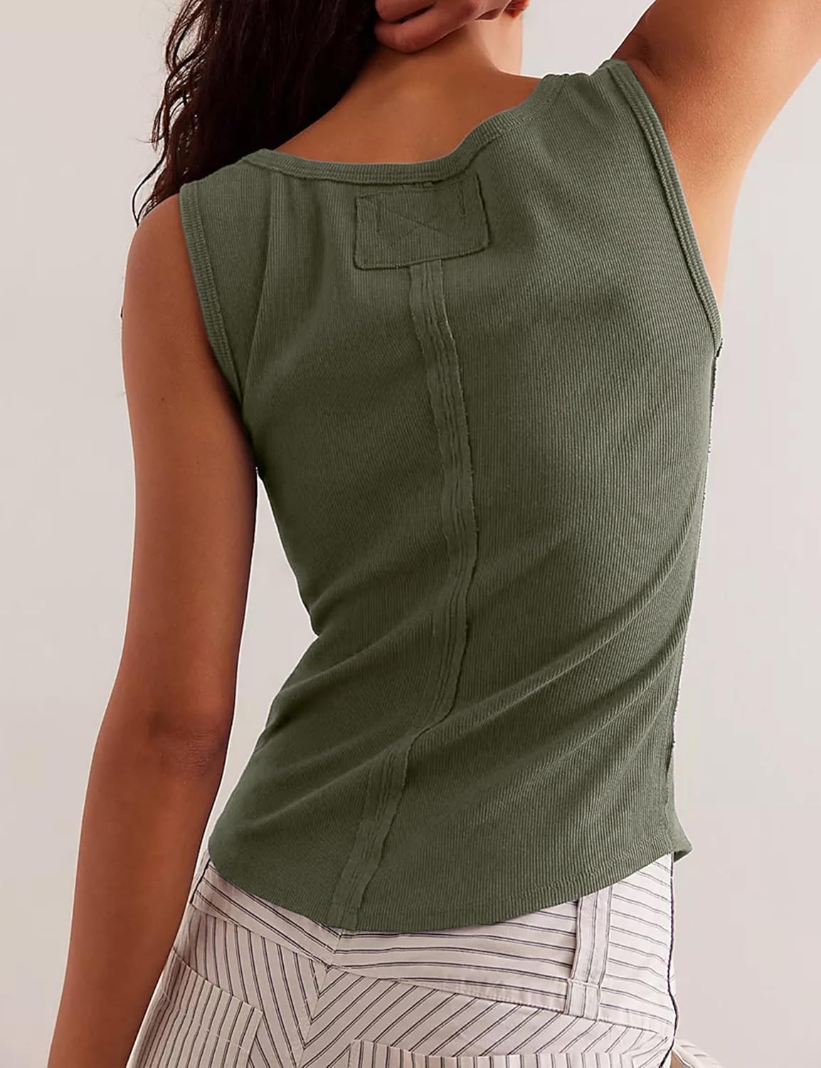 Springrain Women's Fitted Ribbed Tank Top - Lightweight Sleeveless Cami Tee Shirt in Multiple Colors