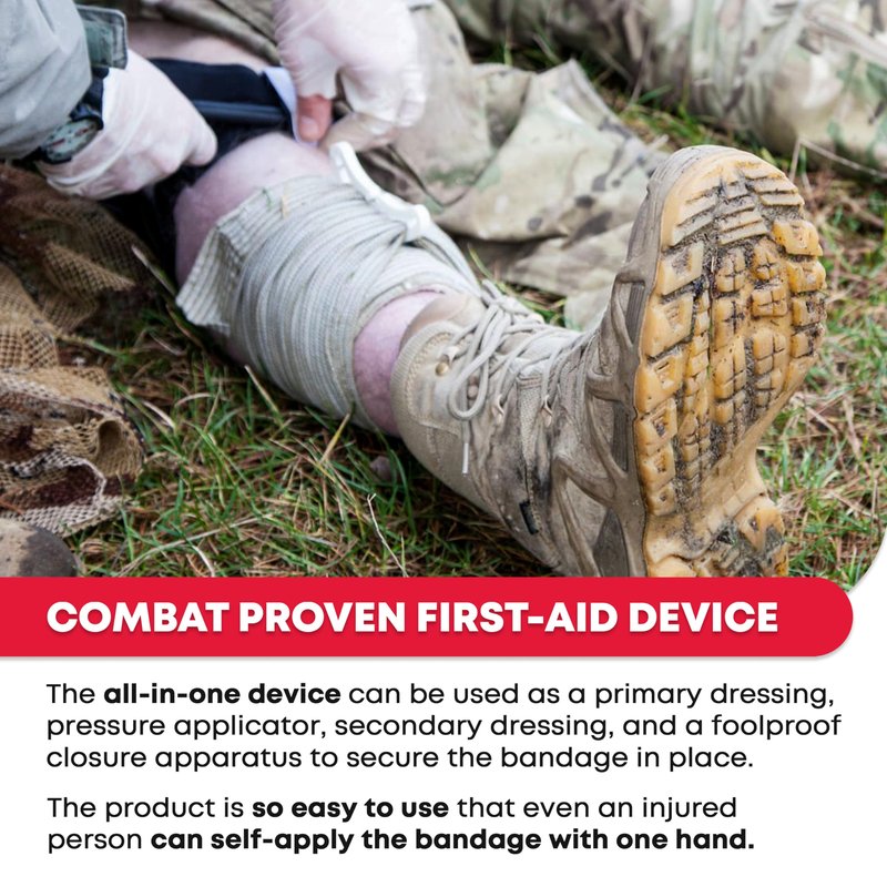 Ever Ready First Aid Israeli Compression Bandage – 6" Tactical Emergency Trauma Dressing for Bleeding Control, First Aid & EMS Use – Black – FSA/HSA Eligible
