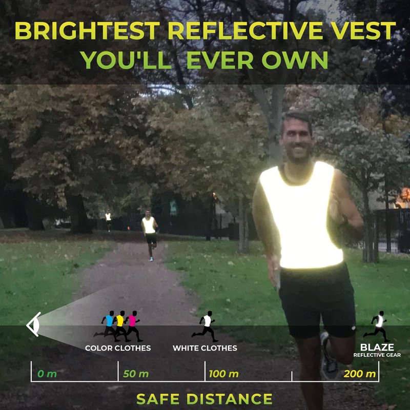 247 Viz Blaze Reflective Running Vest – Reflective Vest Running at Night for Walkers, Women & Men. High Visibility Reflective Gear, Cycling, Walking, Biking & Running Vest, High Vis Neon Safety.