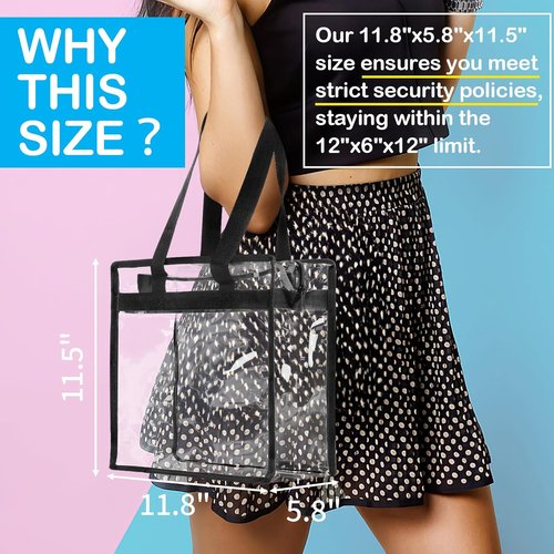 Hoiny Clear Stadium Bag - Large 12x6x12 Transparent Tote for Concerts, Gym & Sports Events