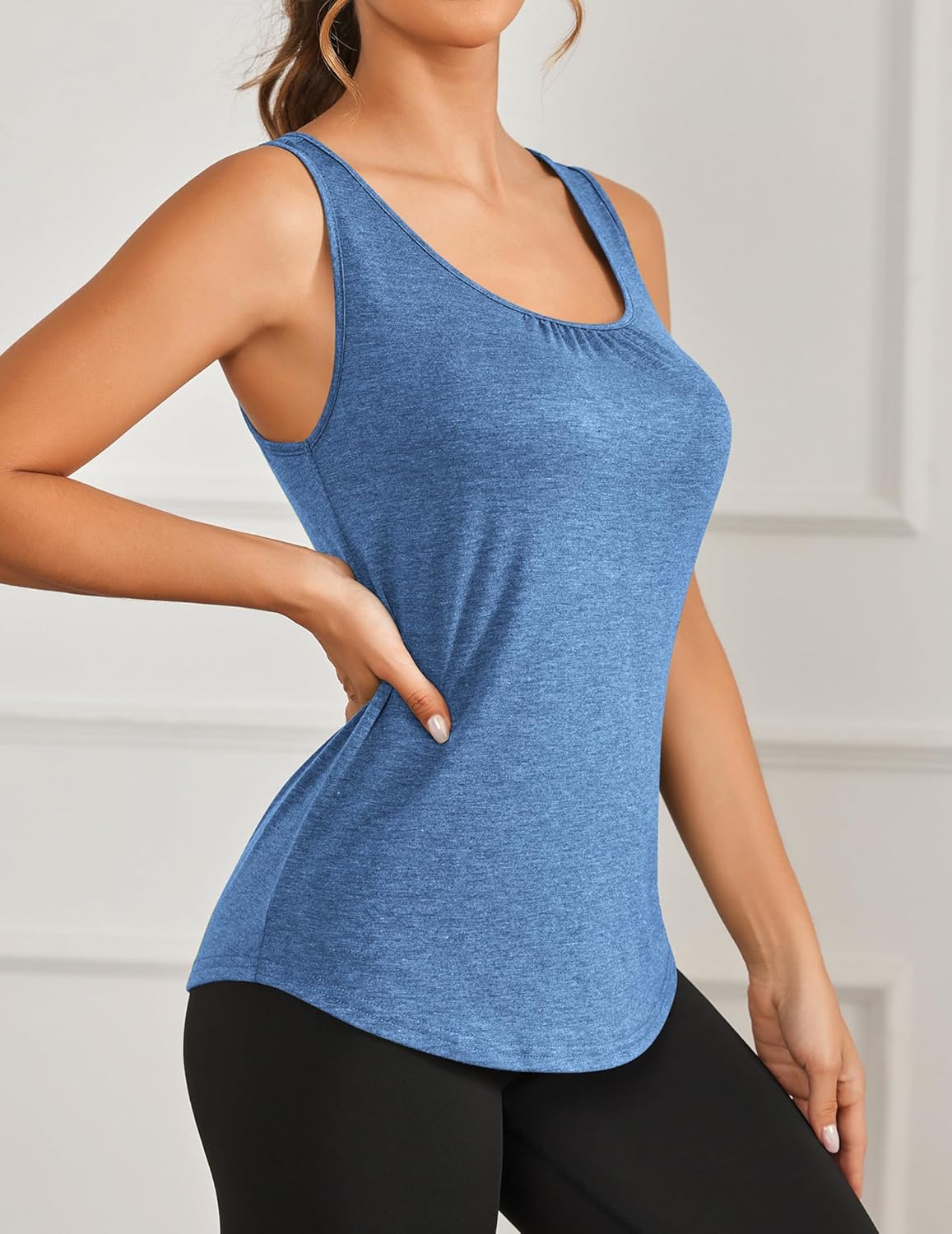 PINSPARK Women's Workout Tops - Lightweight Racerback Tank Shirts for Yoga & Gym | 2 Pack, S-3XL