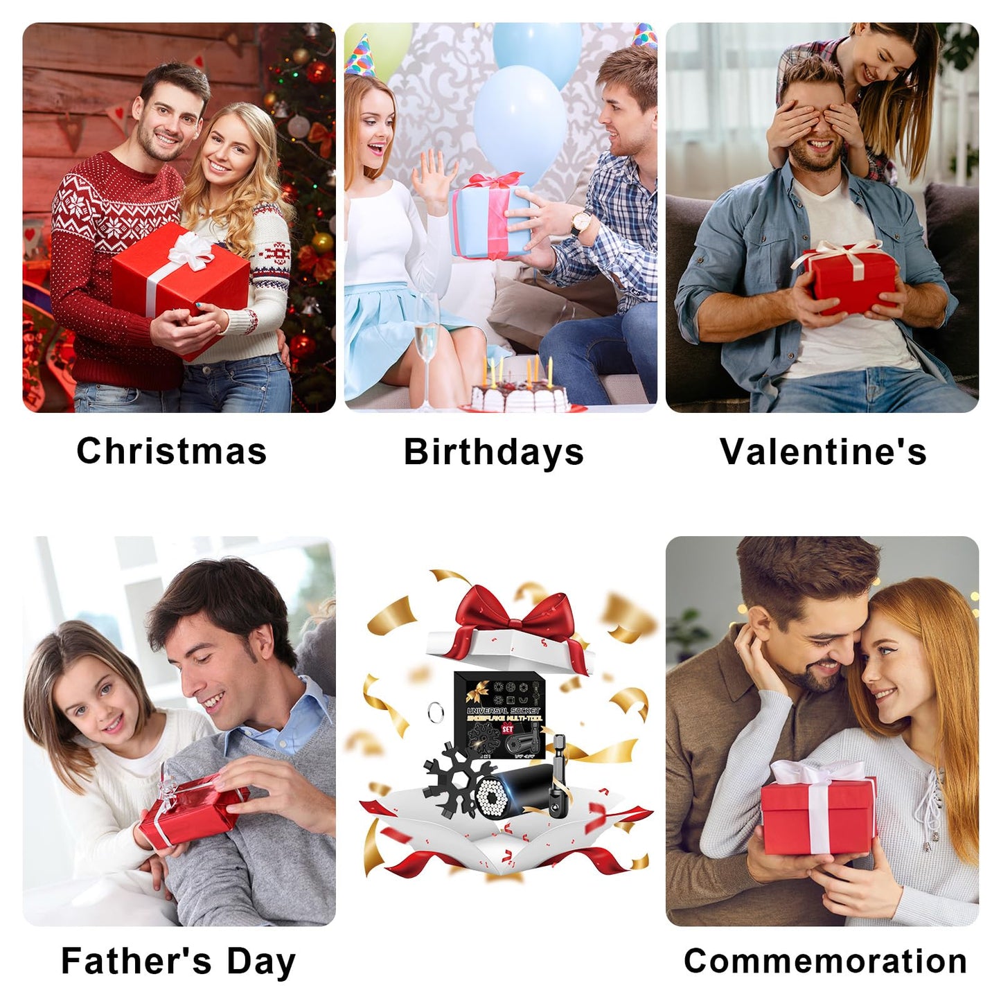 Christmas Stocking Stuffers for Adults Men Dad, Gifts for Universal Socket Tools & Snowflake Tool, White Elephant Christmas Gifts for Who Have Everything Dad Boyfriend Husband Tools for Cool Gadgets