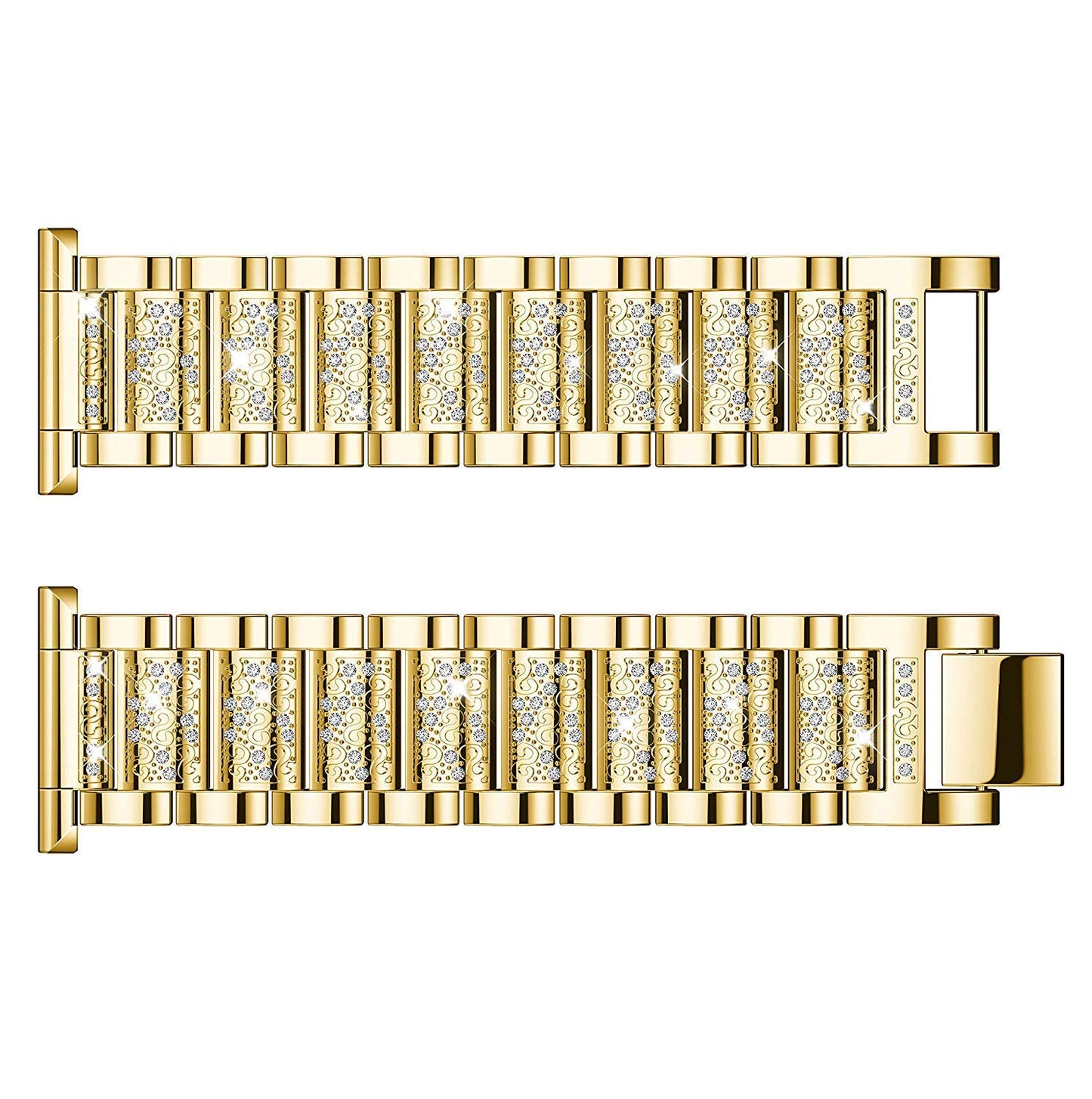Jewelry Bling Bands Compatible with Fitbit Versa, Diamond Rhinestone Bracelet Metal Strap Replacement for Women (Gold)