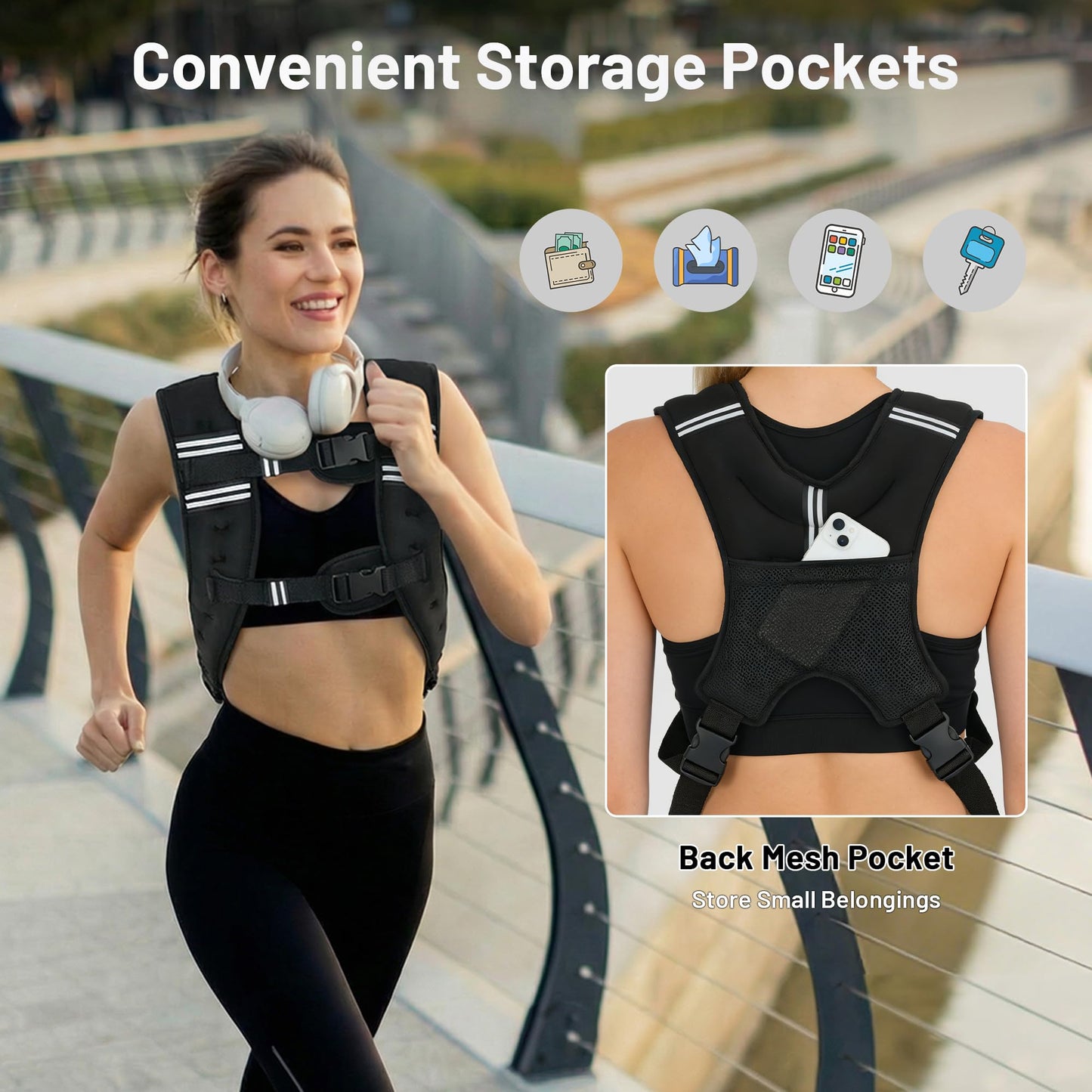 MIKOLO Weighted Vest, 8lb/12lb/16lb Weight Vest for Women & Men, Weight Vest with Reflective Stripe for Walking, Running, Strength Training & Workout(8lb)