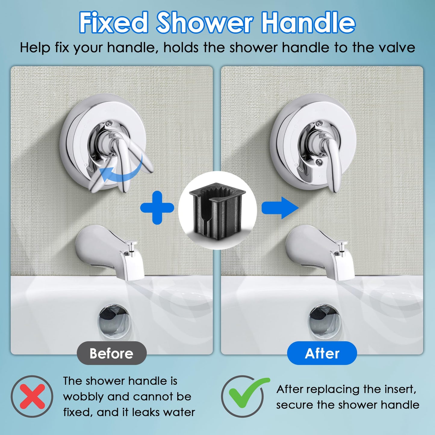 Dreyoo 10 Pcs Shower Faucet Handle Insert Compatible with Kohler, 1.5cm x 1.4cm x 1.2cm Shower Handle Parts Compatible with Kohler 1060514, Easy to Install
