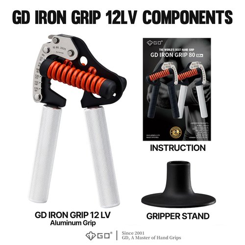 GD IRON GRIP 12LV Aluminum Grip Strength Trainer Adjustable Hand Gripper Strengthener(26 to 181 lb) Hand Grip Exerciser Wrist Strengtheners for Golf Training Equipment Forearm Gripper