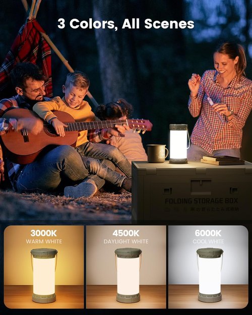 Glocusent Ultra Bright Camping Lantern - 135 LED, 5000mAh Rechargeable, 3 Colors & 5 Brightness Levels | 200H Runtime