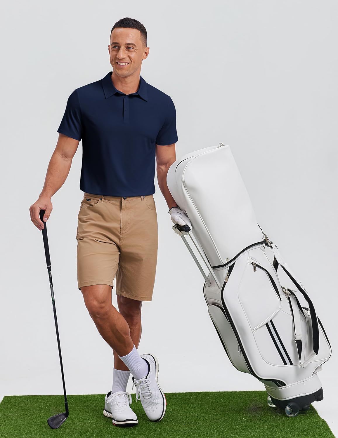 PINSPARK Men's Polo Shirt - Performance Moisture-Wicking Golf Shirt with UPF 50 | Quick-Dry Casual Collared Design