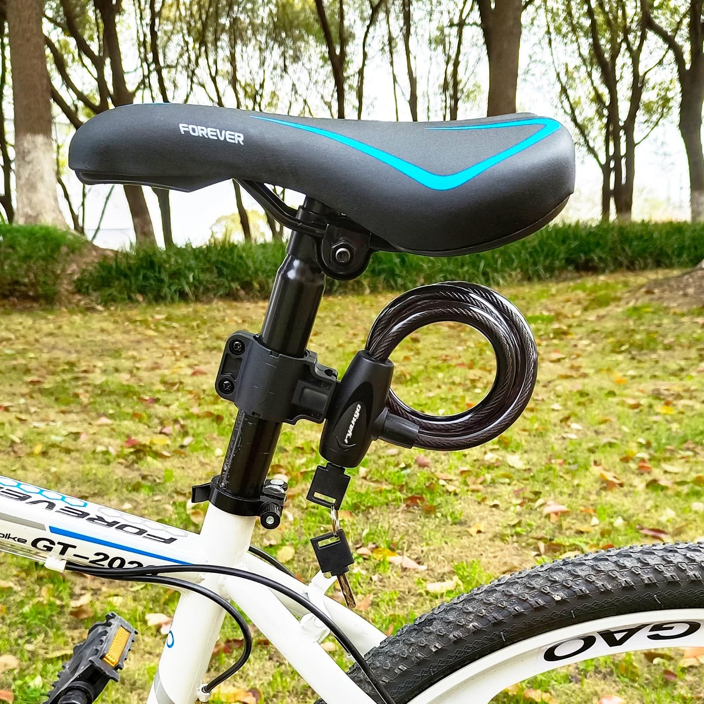 RYANGO Bike Lock, Bike Locks Heavy Duty Anti Theft, Bicycle Lock Cable with Mounting Bracket and 2 Keys, Bicycle Locks for Road Bike Mountain Bike Scooters