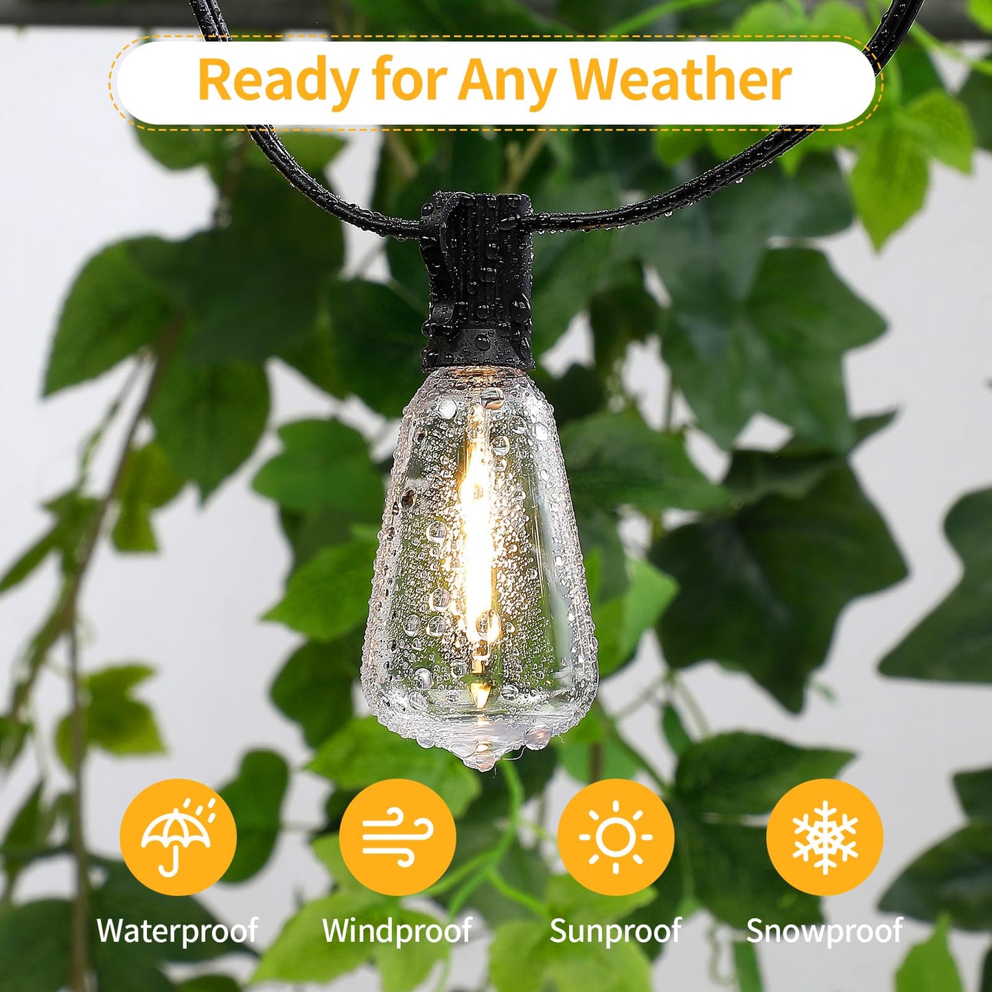 Hobbynors 10Pack ST38 LED Outdoor String Light Replacement Bulbs, Shatterproof & Weatherproof Vintage Edison, E12 Candelabra Base, 2700K Warm White, 7W Equiv. (0.6W Energy Saving)