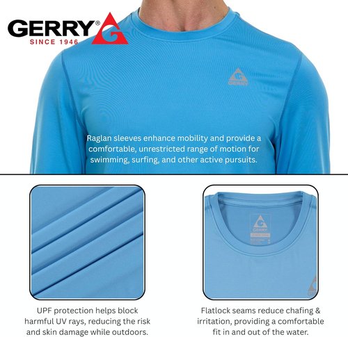 Gerry Rash Guard - Long Sleeve Men's Swim Shirt with UPF 50 UV Protection for Fishing & Hiking