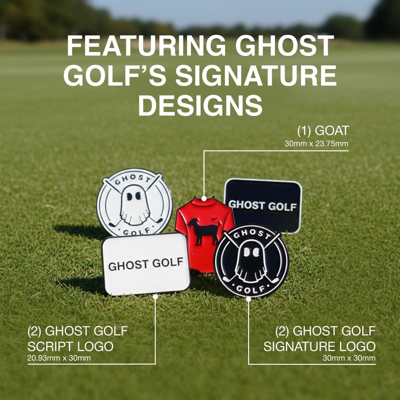Ghost Golf Ball Markers, 5-Pack - Magnetic Ball Marker Tool for Hat Clip or Divot Tool - Cast Stainless Steel - Cool Golf Accessories & Must Haves for Putting Green - Gifts for Men Golfers