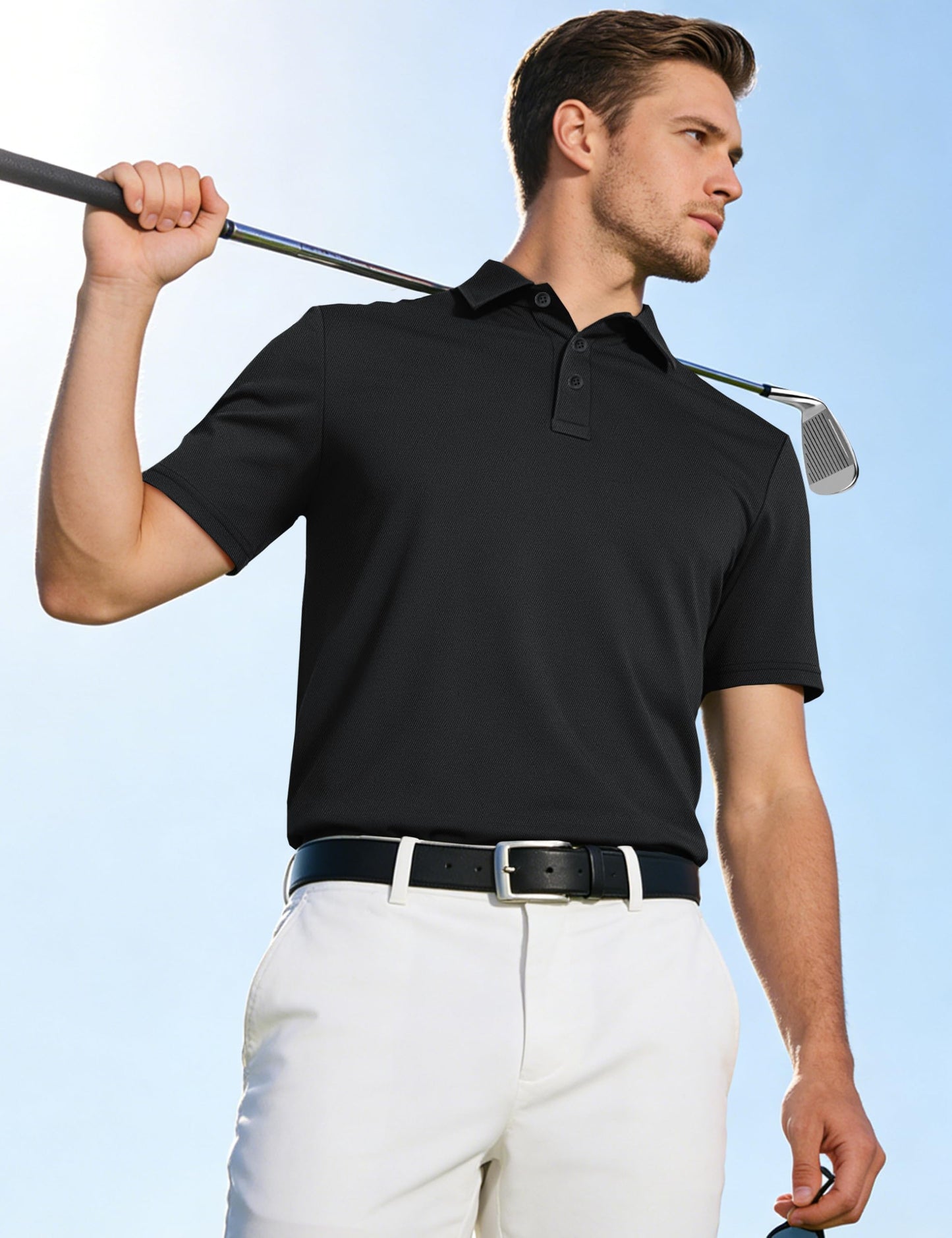 TACVASEN Men's Golf Polo Short Sleeve Dry Fit Performance Collar Shirt