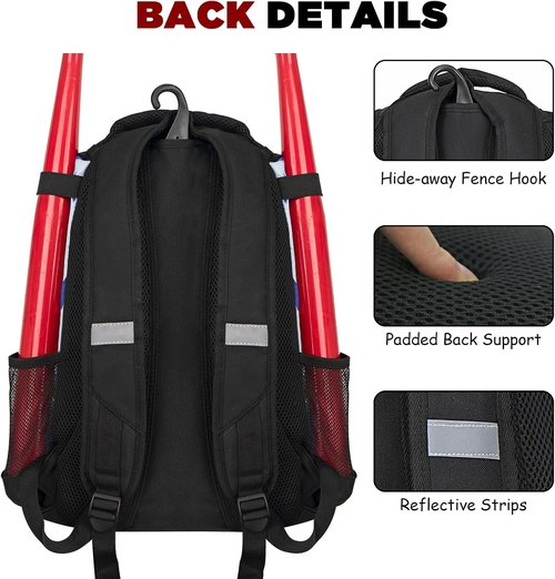Goloni Baseball Backpack - Adult Softball Bat Bag with Shoe Compartment & Large Main Storage
