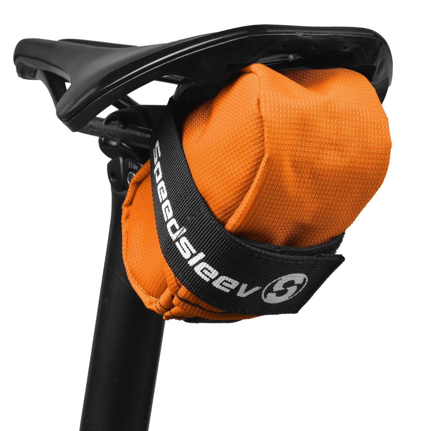 SpeedSleev Ranger Medium Bike Saddle Bag – Compact Under Seat Cycling Pack for Road, Gravel & MTB – Waterproof, Rattle-Free Tool Storage – Lightweight Bike Gear Bag with Safety Strap – Orange