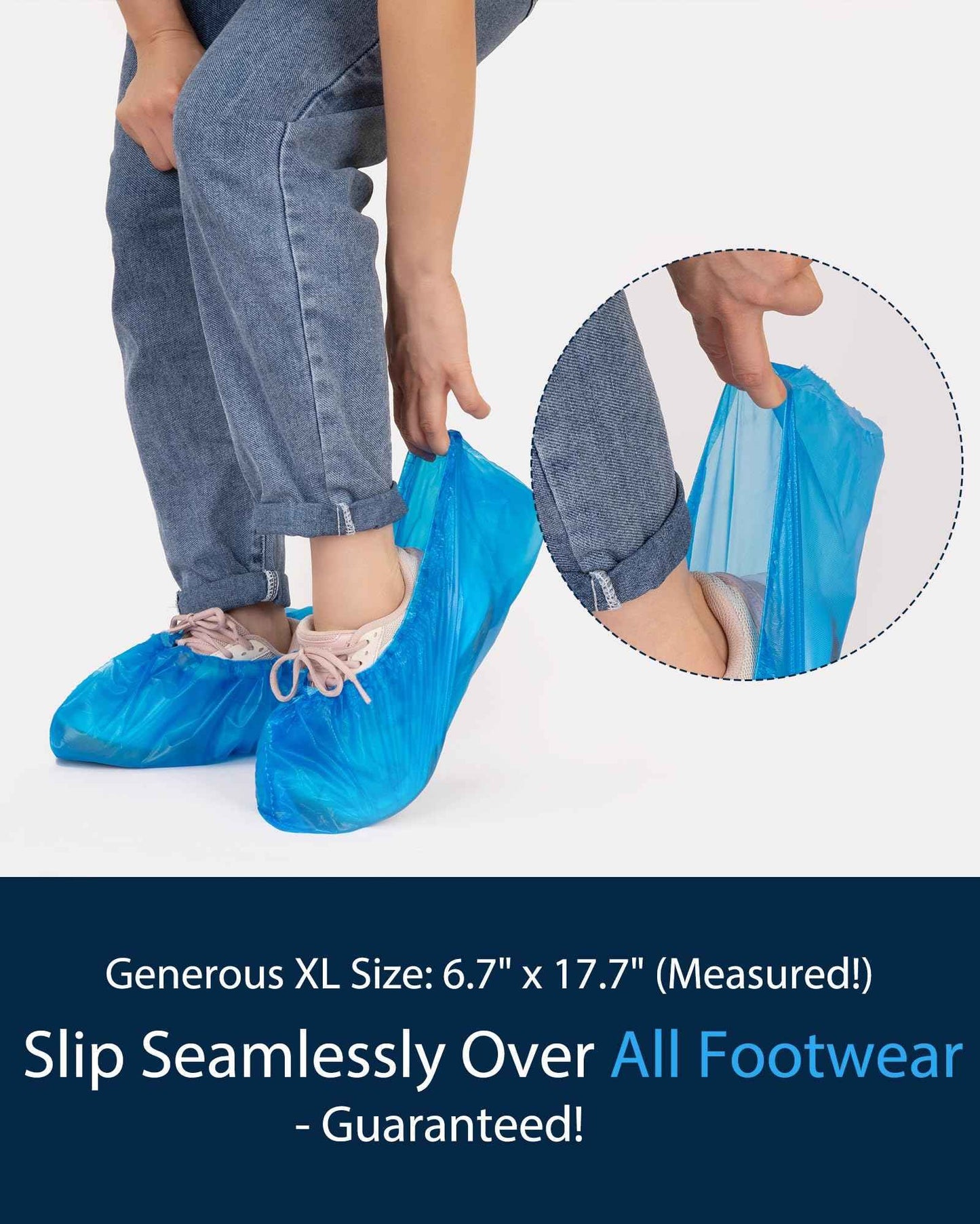 300 Pack (150Pairs) Shoe Covers Disposable Non-Slip, Waterproof Boot Covers with Compact Roll for Easy Storage, Plastic Shoe Covers for Indoor Use, Home Cleaning,Visting, One Size Fits Most