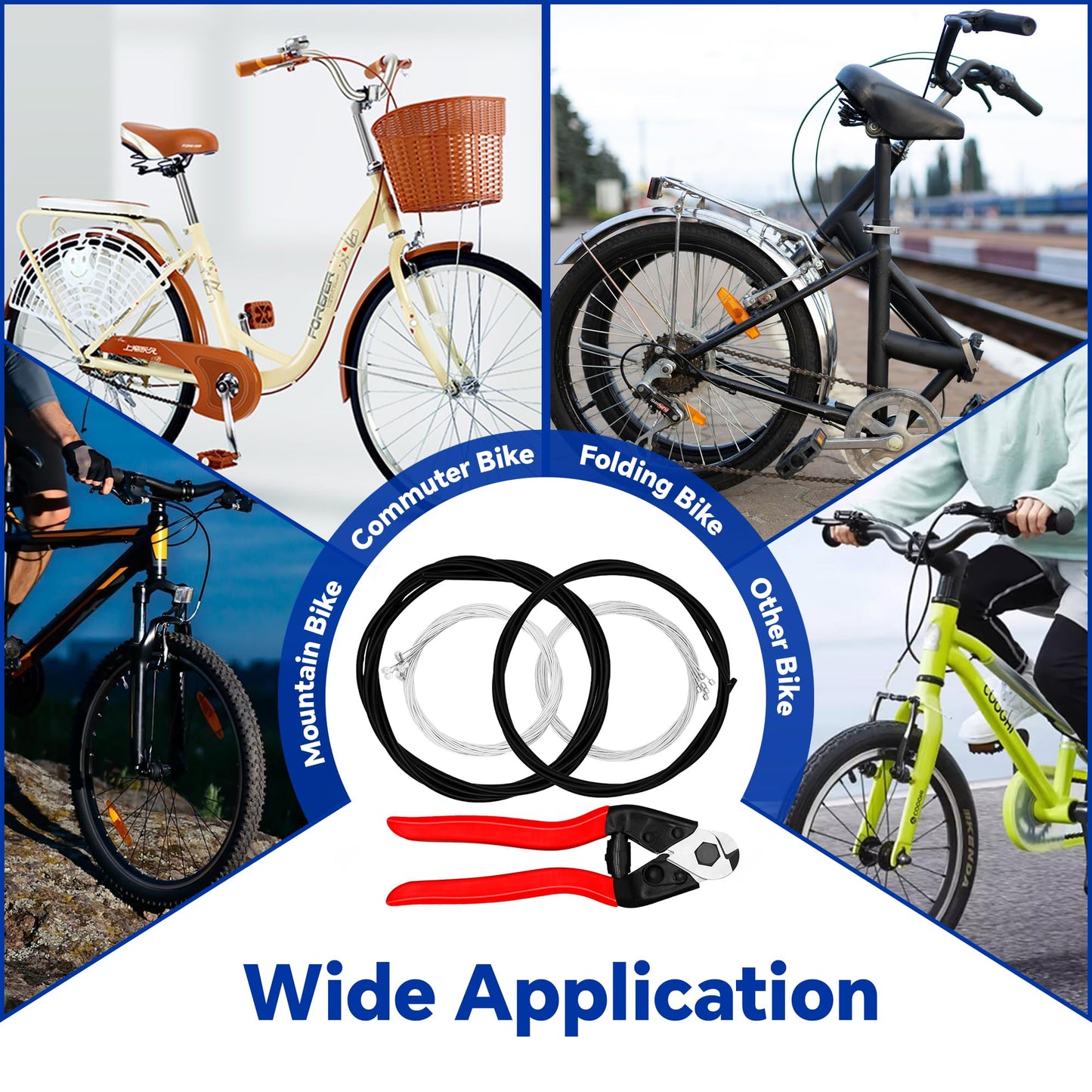 103pcs Universal Bike Brake Cable, Brake and Shift Cable Housing with Stainless Steel Line Cutter, Include End Caps, O-Rings, C Buckle, V-Brake Cable Guide