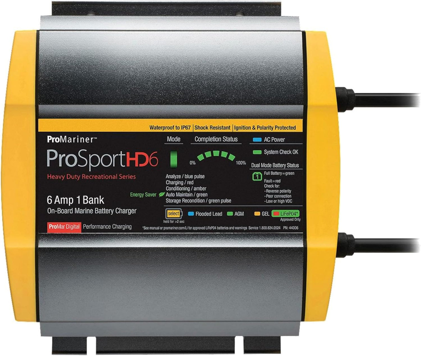 ProMariner 44006 ProSport HD Marine Battery Charger - Waterproof, 6 Amp, 1 Bank