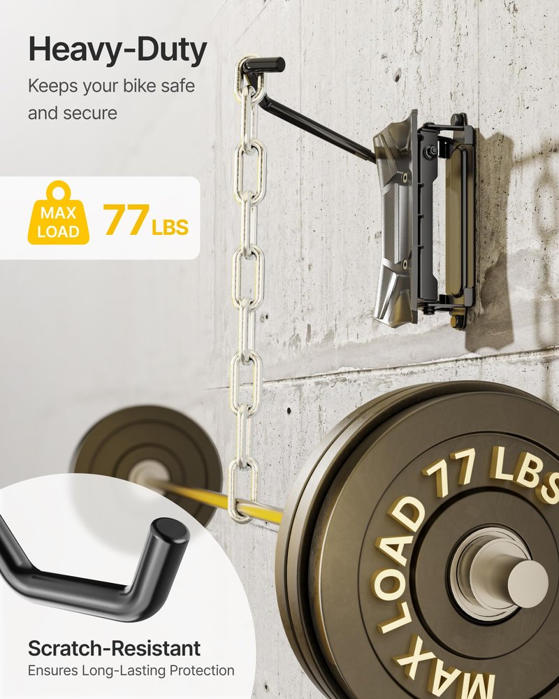 monTEK Bike Wall Mount for 4.5" Tire Width, Swivel Bike Wall Hanger Holds Up to 77lbs, Space-Saving Bike Rack Garage, Heavy Duty Bike Storage for Bedroom Home Office, 2 Pack