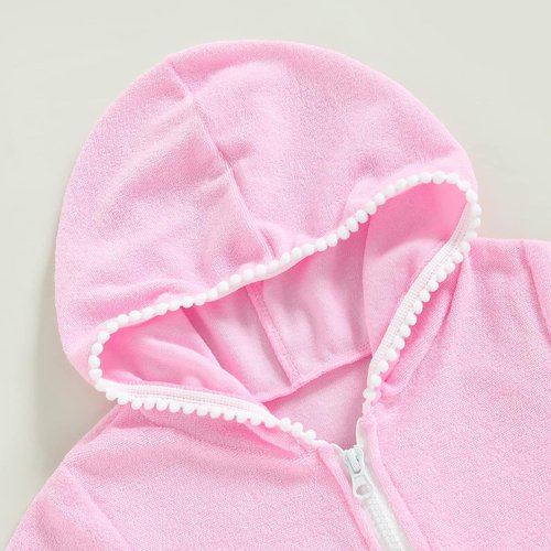 CIYCUIT Toddler Girls Swim Cover-Up - Hooded Design with Zipper for Easy On/Off