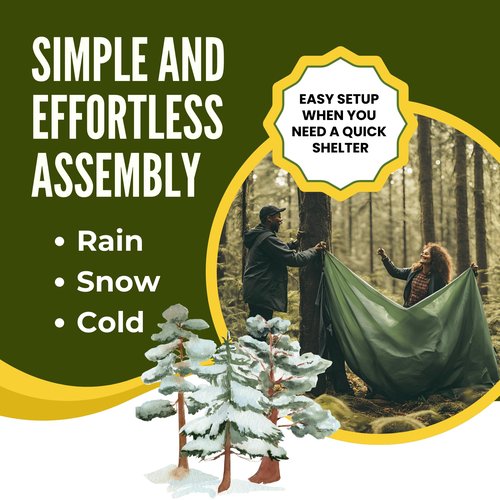 New ThermoShield™ Technology – Ultimate 2-Person Ultralight Mylar Survival Tent with Reinforced Paracord & Emergency Whistle • All-Weather Protection for Hiking, Camping & Survival Kits
