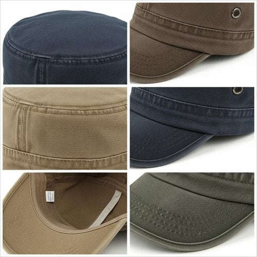 PTDTSHOU Army Cadet Cap for Men Women Military Flat Top Cap Adjustable Cotton Basic Baseball Cap