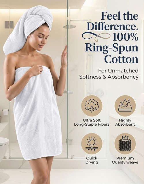 LANE LINEN 100% Cotton Bathroom Towel Set - Soft, Absorbent & Durable | 24-Piece Hotel & Spa Quality - White