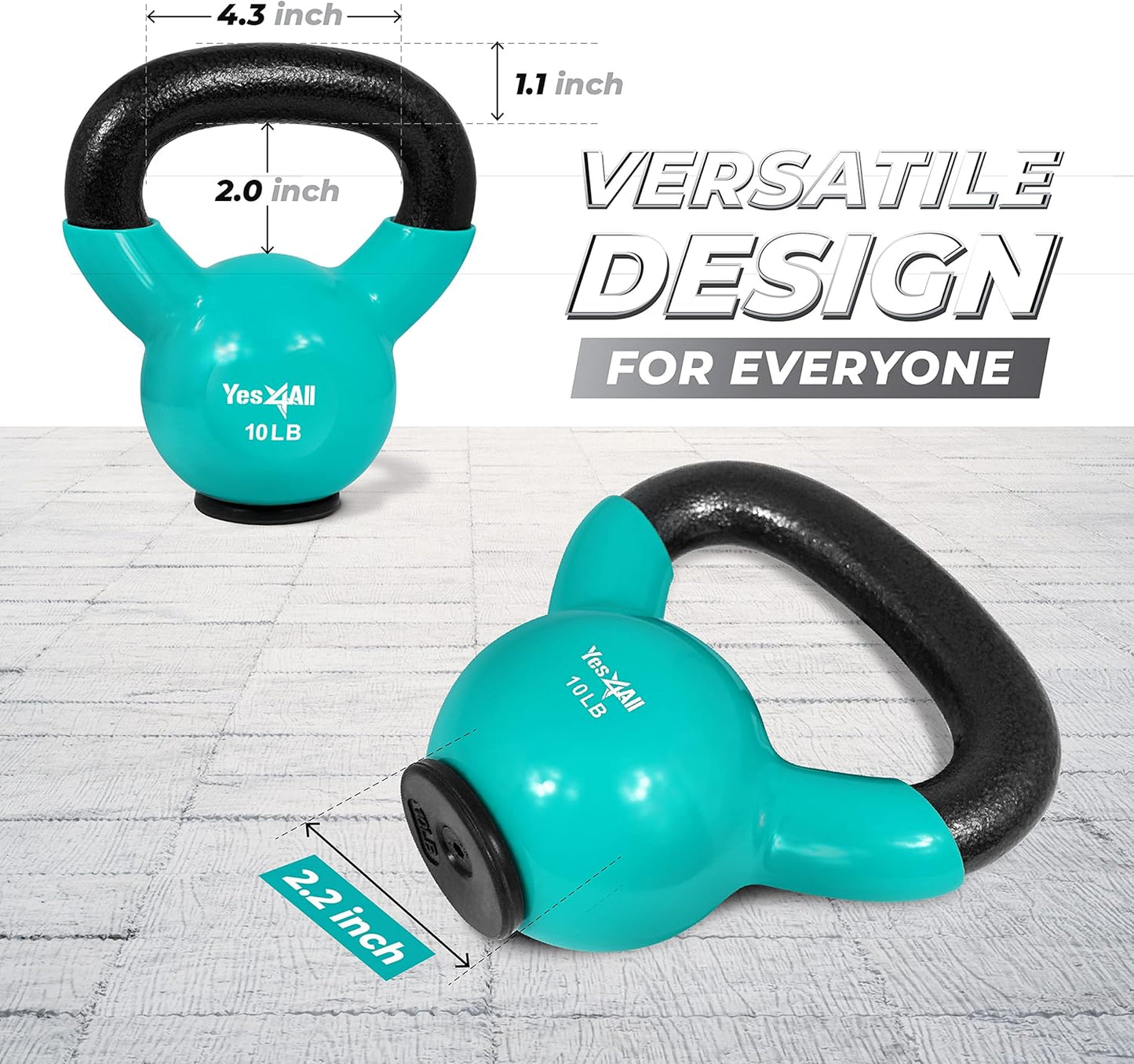 Yes4All Kettlebells - Rubber Base Kettlebell Set for Women | Adjustable Weights (10-65 lbs)