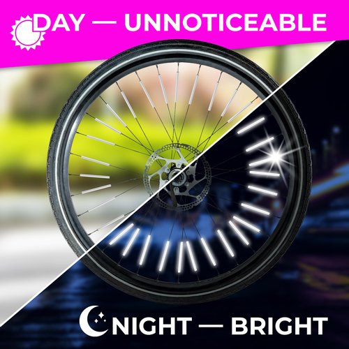 LOOM® Bike Spoke Reflectors Gift Set | 36 Pcs | Premium 8cm Reflective Clips for Bicycles - 360° High Visibility Wheel Spoke Skins - Night Safety Accessories for MTB Road Bike E-Scooters & Kids