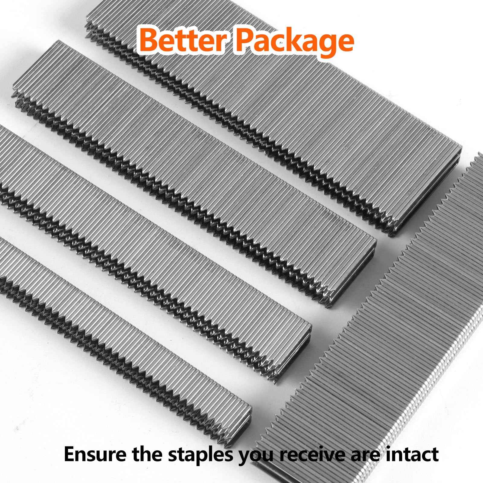 SITLDY 2000-Count 18 Gauge 1/4 Inch Narrow Crown Staples (1/2"+3/4"+1"+1-1/4"+1-1/2"), 400 per Size, Heavy Duty Beveled Chiseled Pointed Galvanized, Assorted Size Project Pack