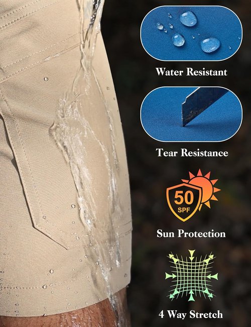 KPSUN Men's 7" Tactical Cargo Shorts - Lightweight, Quick-Dry Design with Zipper Pockets for Outdoor Activities