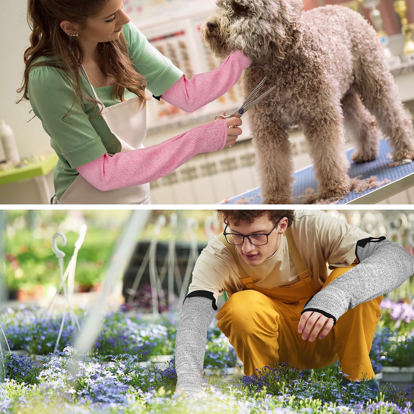 iyouthlife Cut Resistant Arm Sleeves for Men & Women, Arm Protectors for Thin Skin and Bruising, Protection Gardening Sleeves for Farming, Yard, Kitchen, Arm Guards for Biting, Pet Grooming, Grey